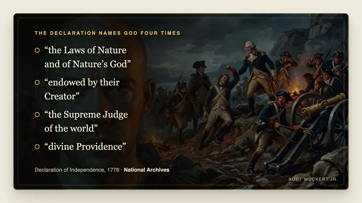 Quote card: the Declaration's four references to God